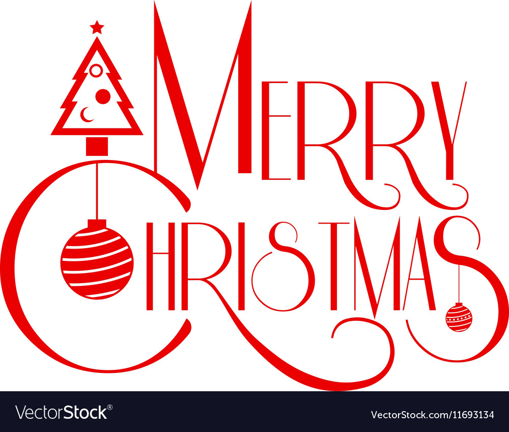 Merry christmas text art red color use Royalty Free Vector