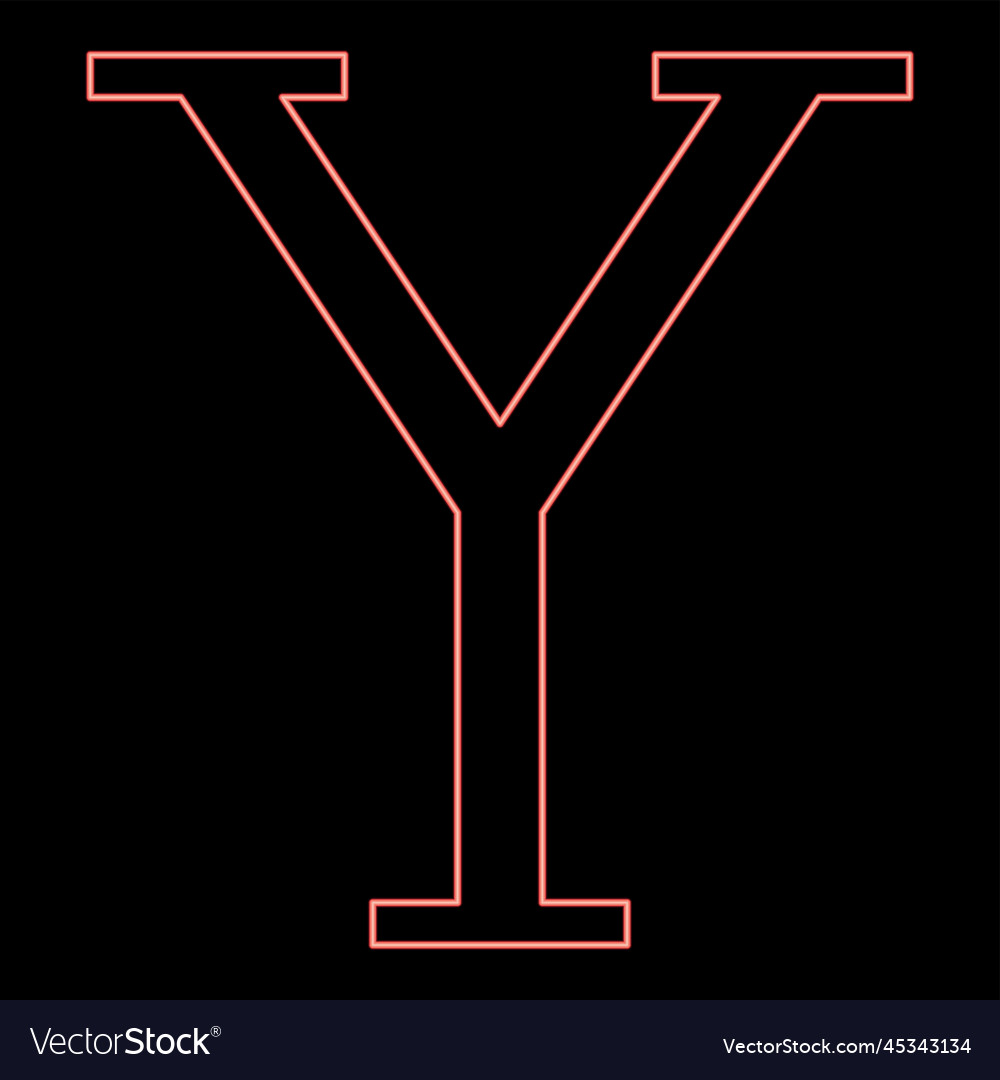 Neon upsilon greek symbol capital letter Vector Image Neon upsilon greek symbol capital letter Vector Image