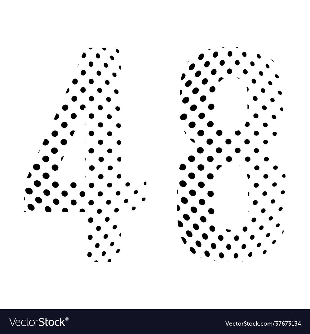 Number forty-eight 48 in halftone dotted isolated