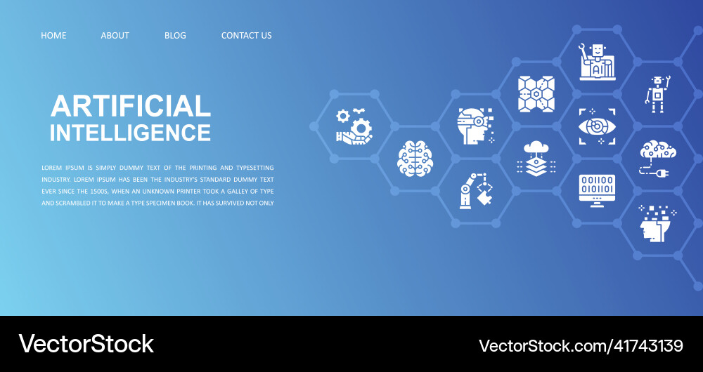 Artificial intelligence landing page template Vector Image