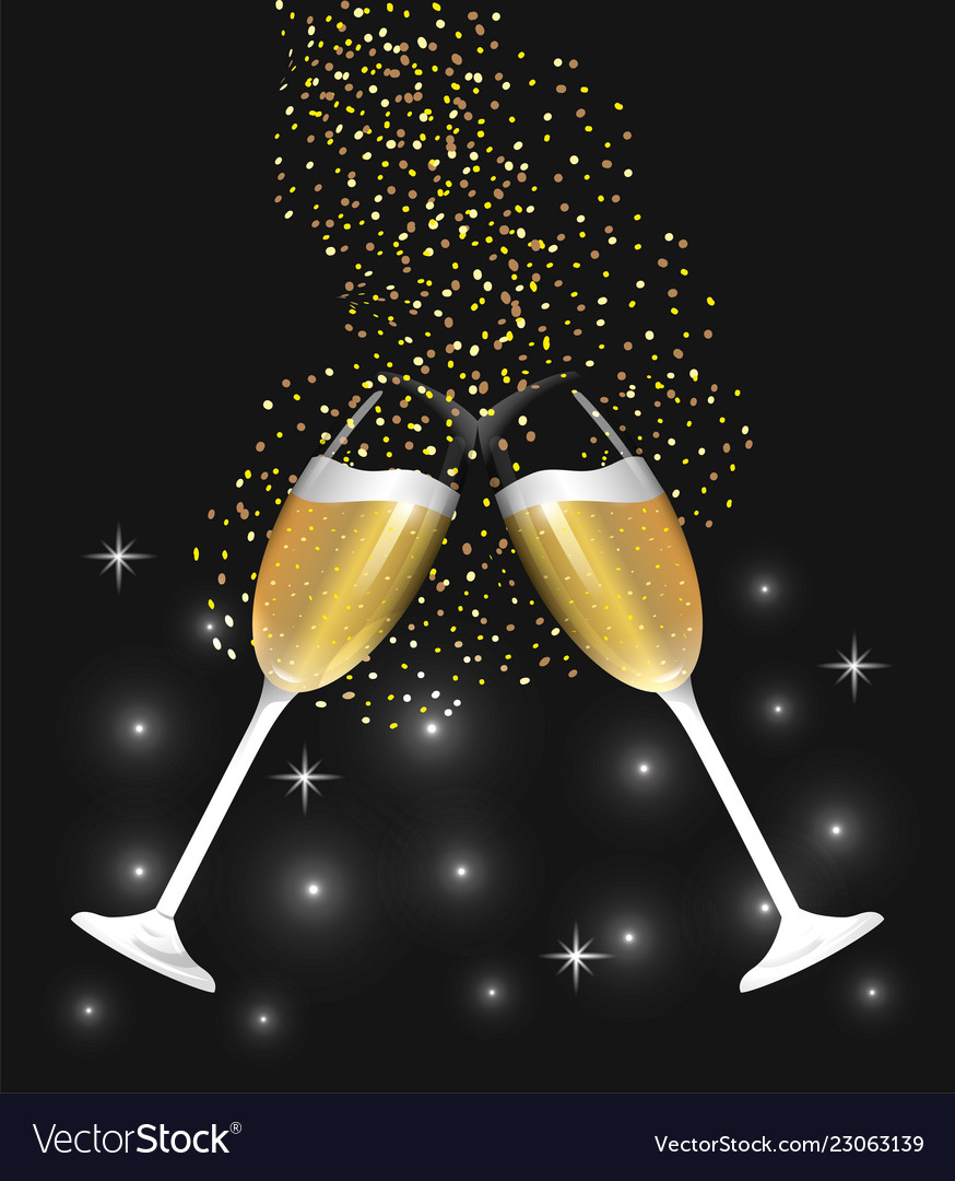 Champagne glass splashing to celebrate new year Vector Image