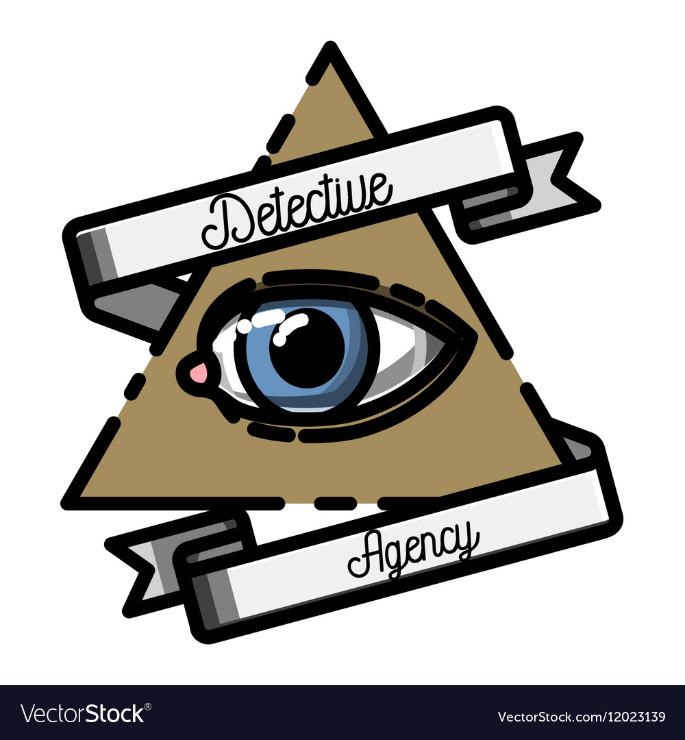 Color Vintage Detective Agency Emblem Royalty Free Vector