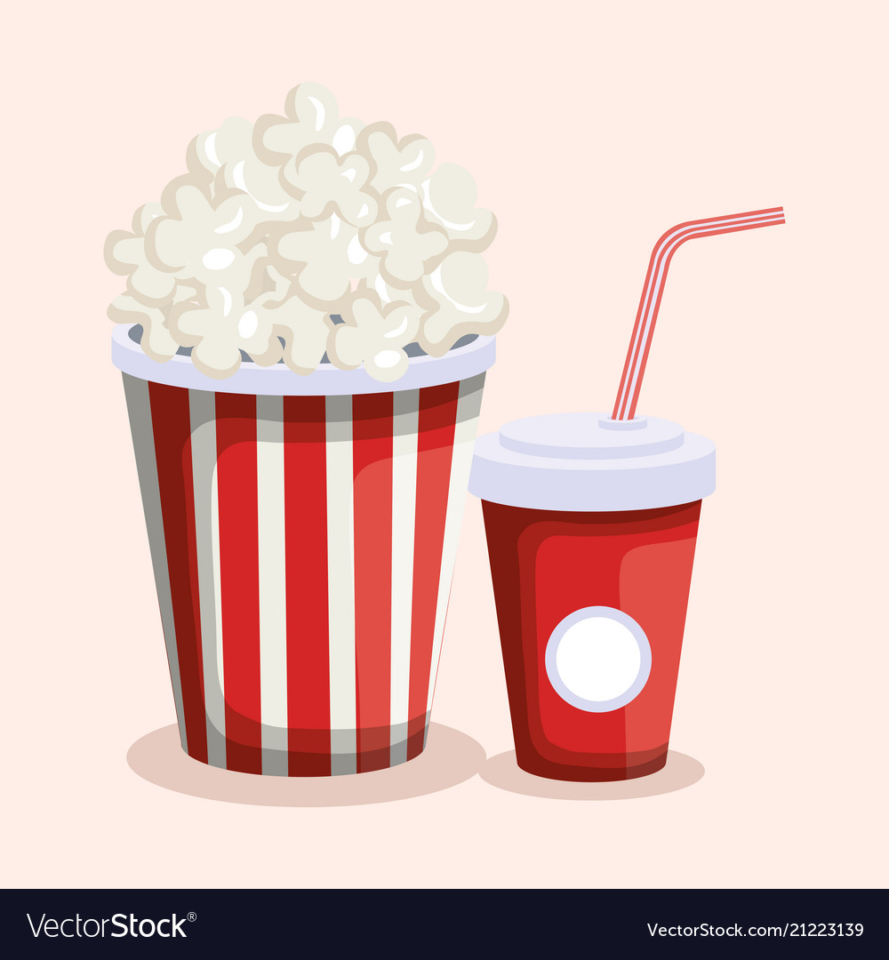 Delicious pop corn with soda fast food