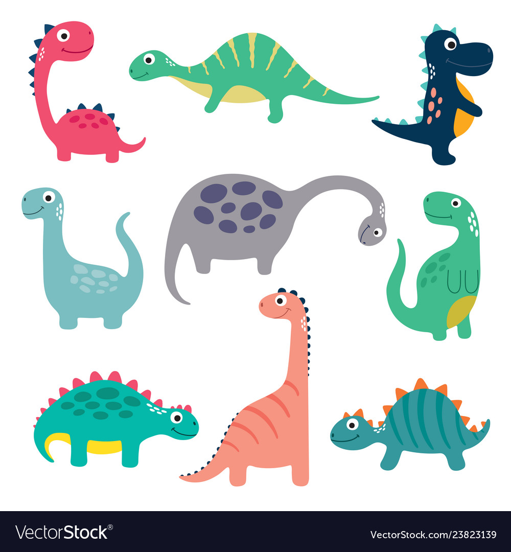 Funny cartoon dinosaurs collection Royalty Free Vector Image