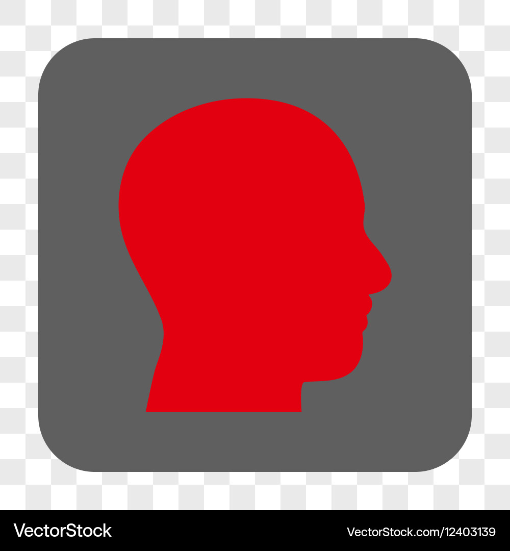 Head profile rounded square button Royalty Free Vector Image