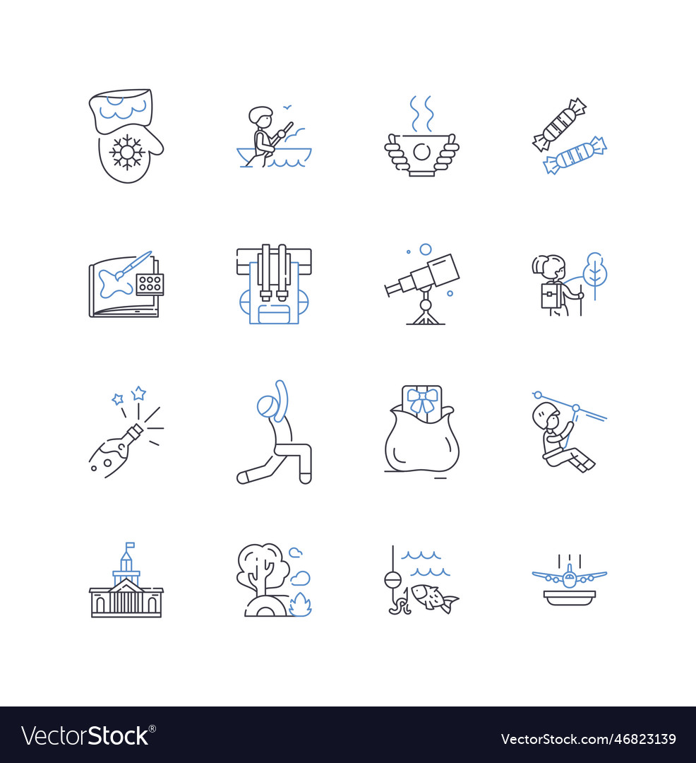 Sightseeing line icons collection landmarks Vector Image