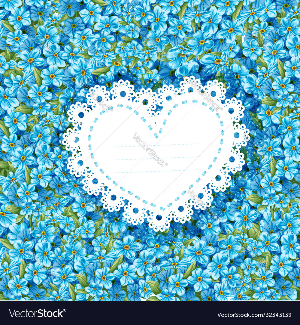 Spring forget-me-not card in heart shape