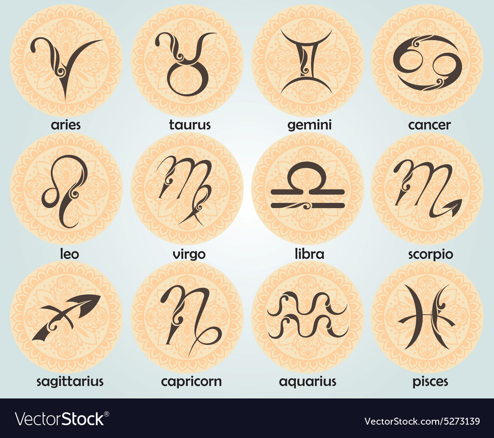 Zodiac signs Royalty Free Vector Image - VectorStock