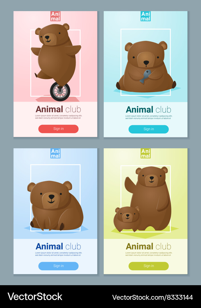 Animal Banner With Bears For Web Design 1 Vector Image