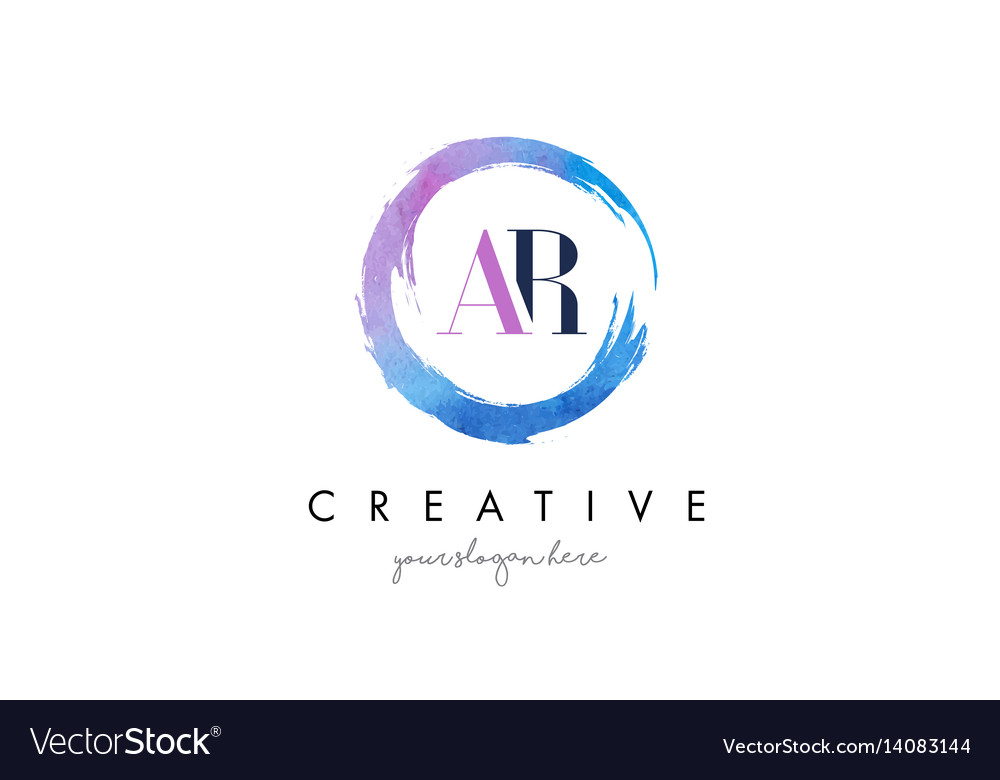 Ar letter logo circular purple splash brush