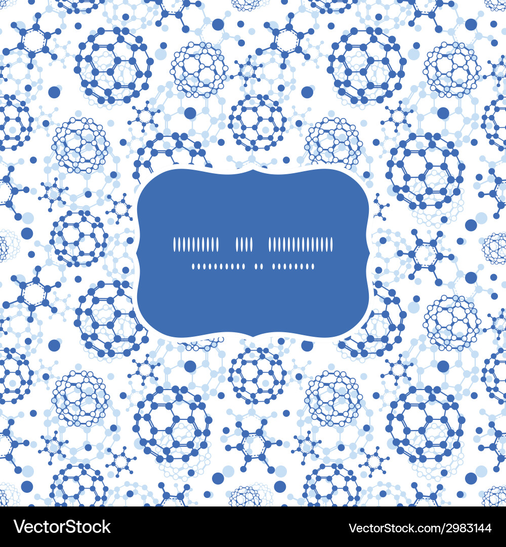 Blue molecules texture frame seamless pattern Vector Image