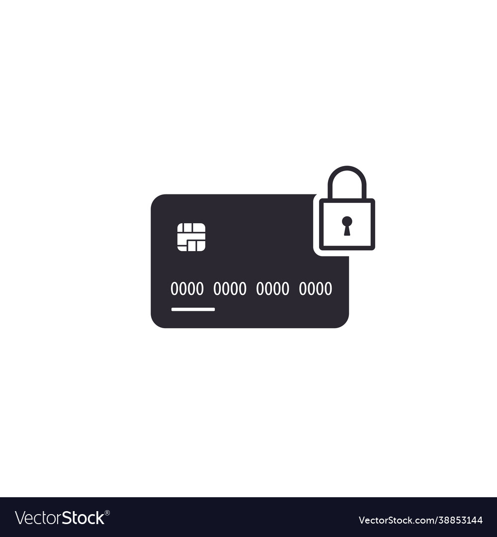 Credit card with lock icon locked bank sign