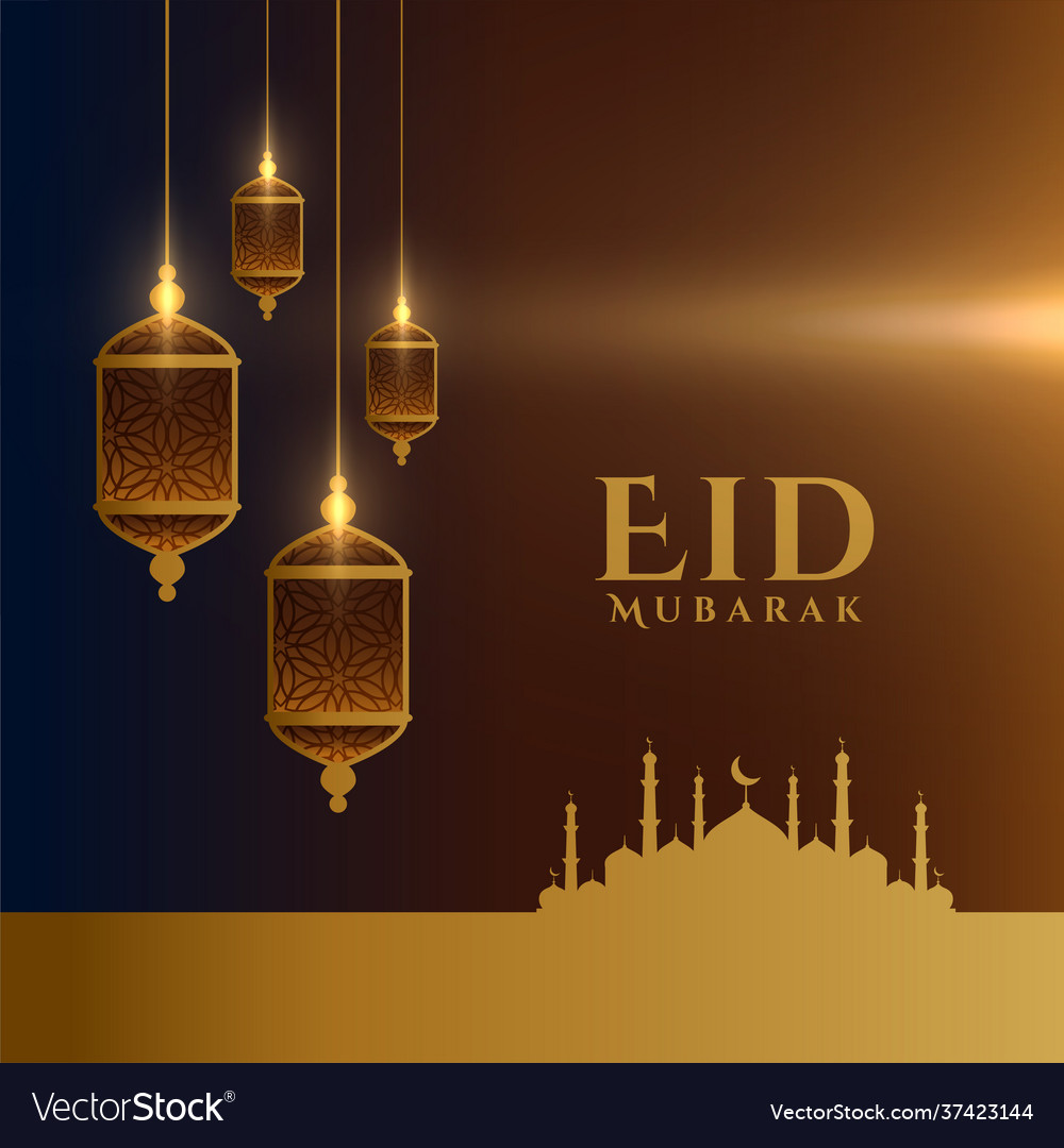 Eid mubarak wishes card elegant design Royalty Free Vector