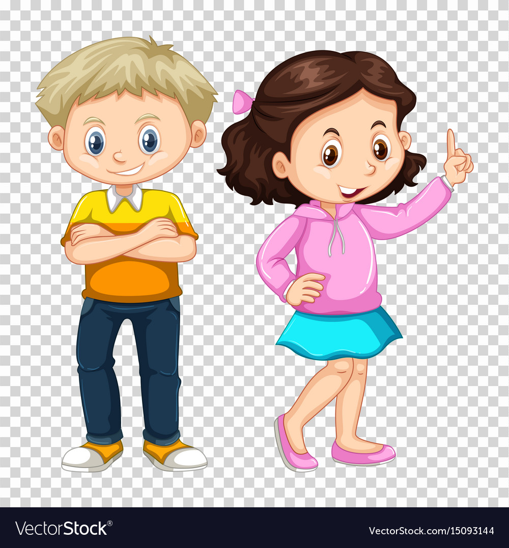 Happy Boy And Girl On Transparent Background Vector Image