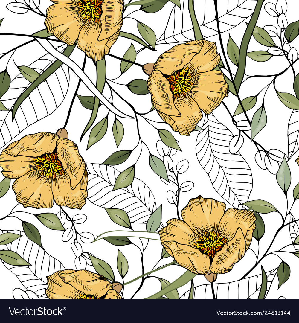 Modern botanical background hand drawn folk