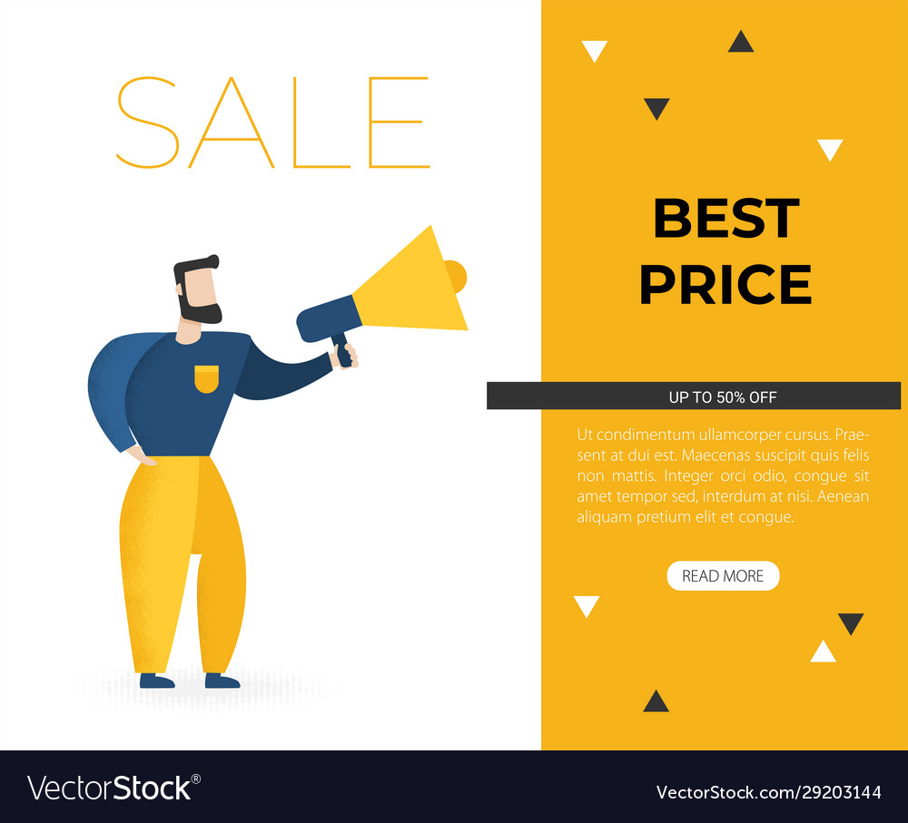 Online shopping salesman flat image