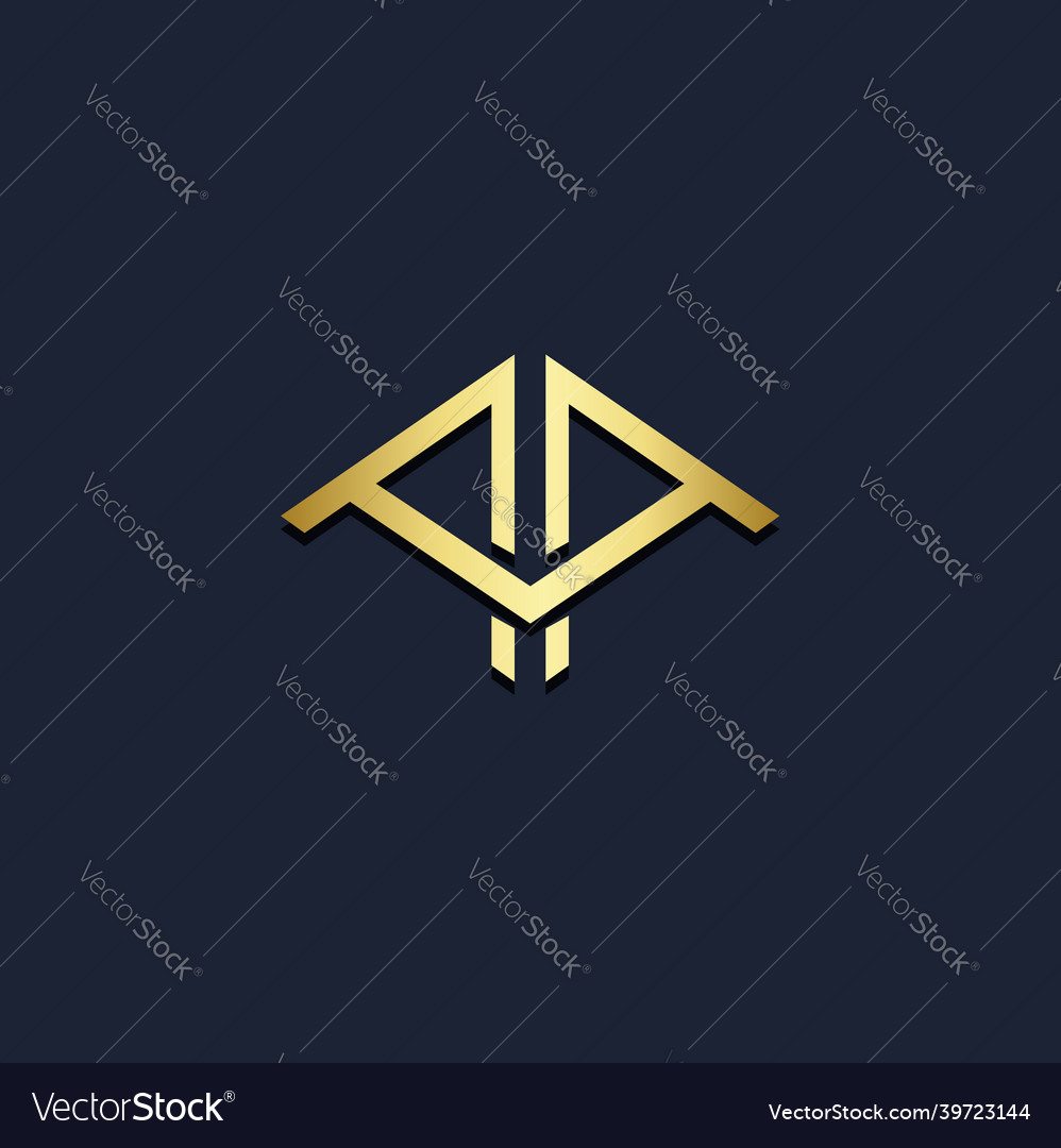 Shape line geometry arrow gold logo Royalty Free Vector