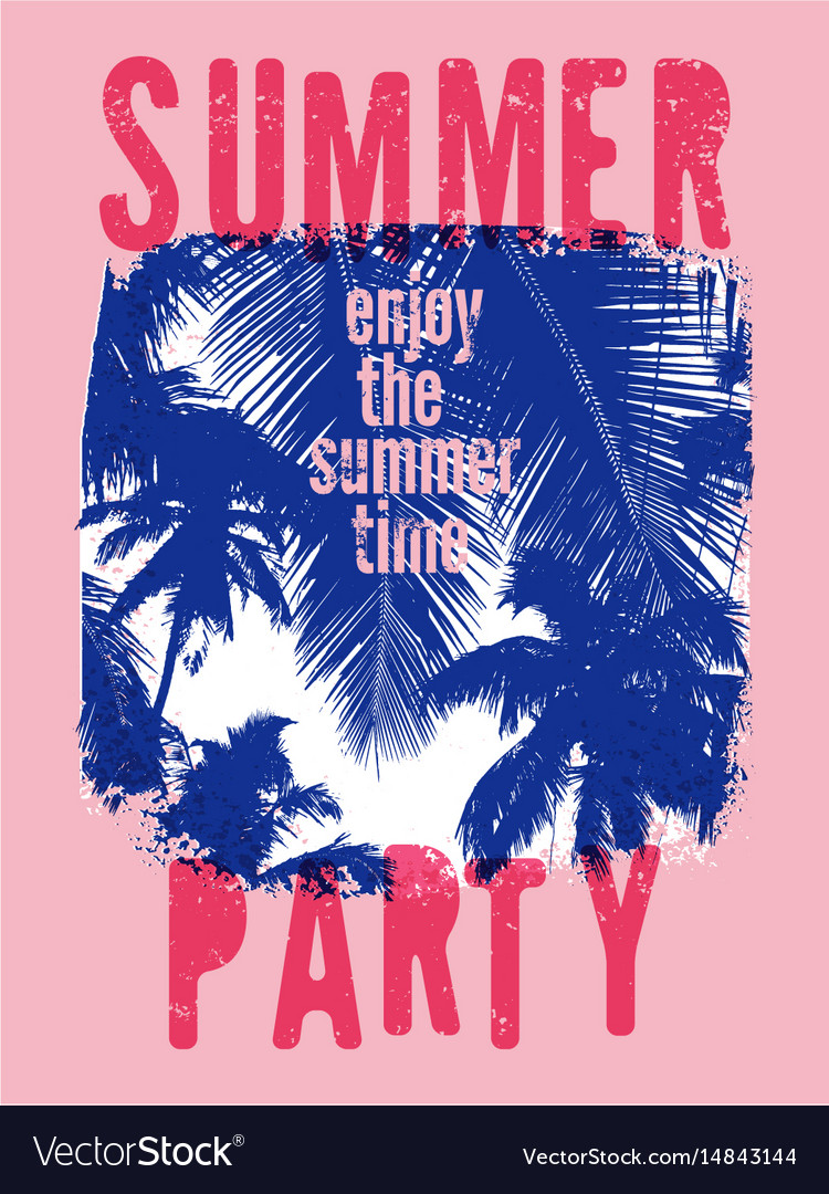 Summer party typographic grunge vintage poster Vector Image