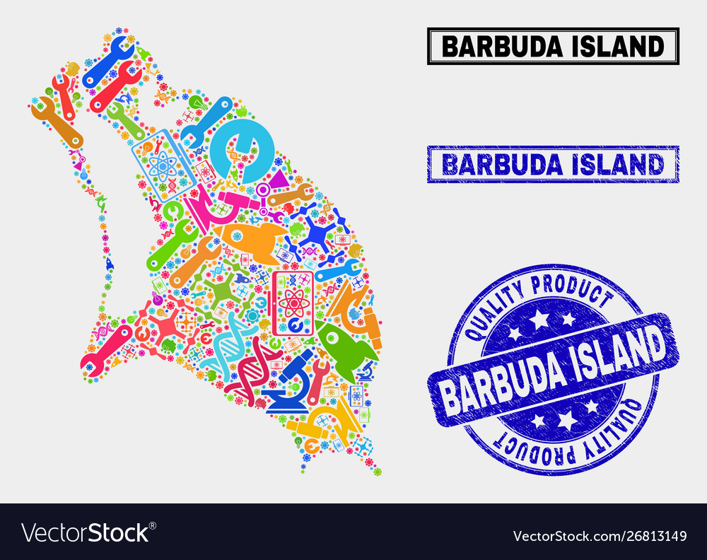 Composition service barbuda island map