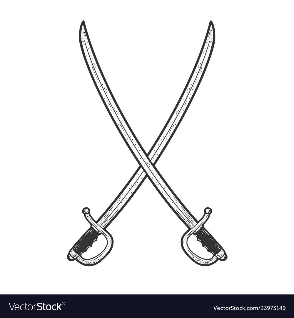 Crossed swords sketch Royalty Free Vector Image