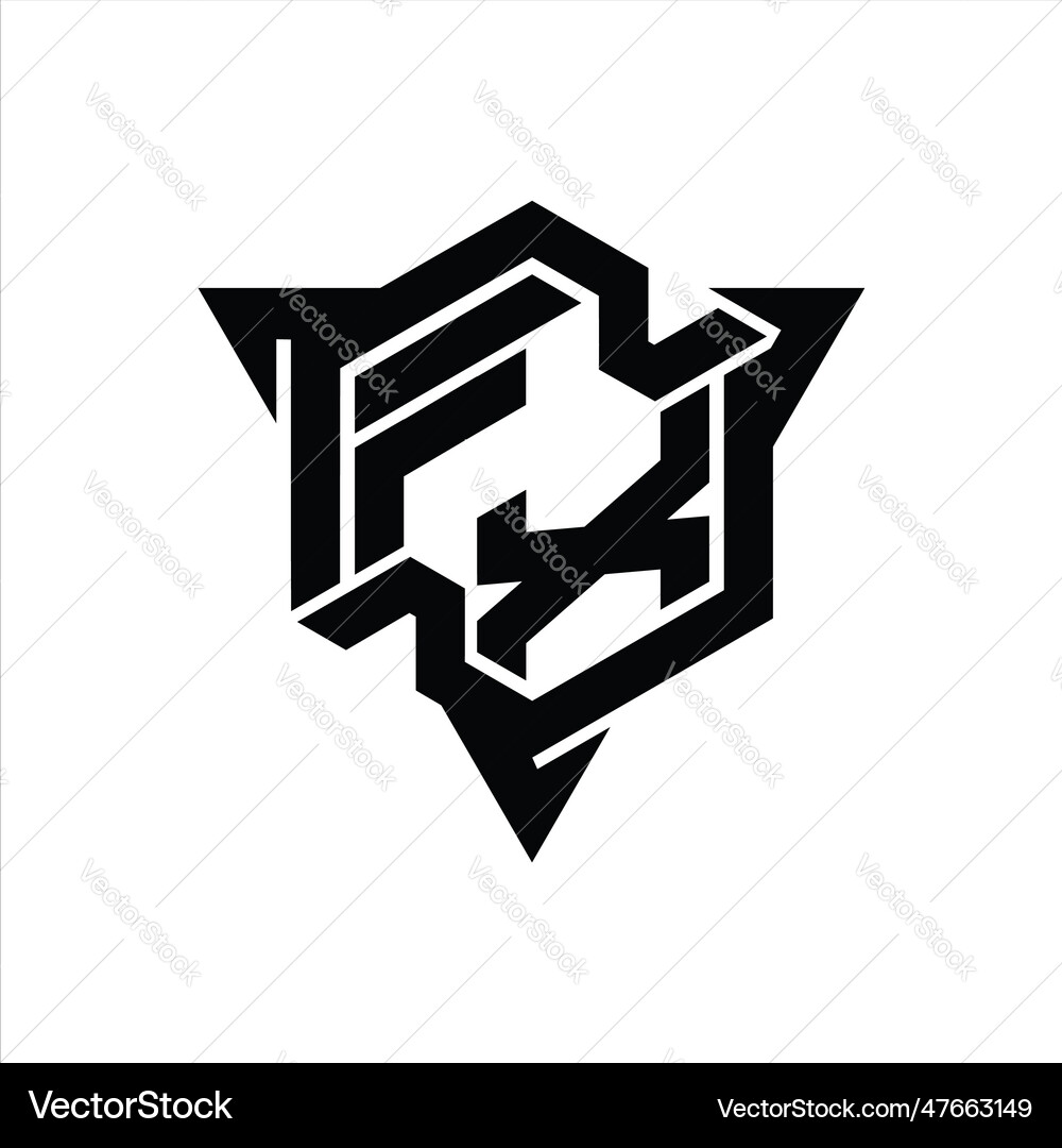 Fx logo monogram hexagon shape with triangle Vector Image