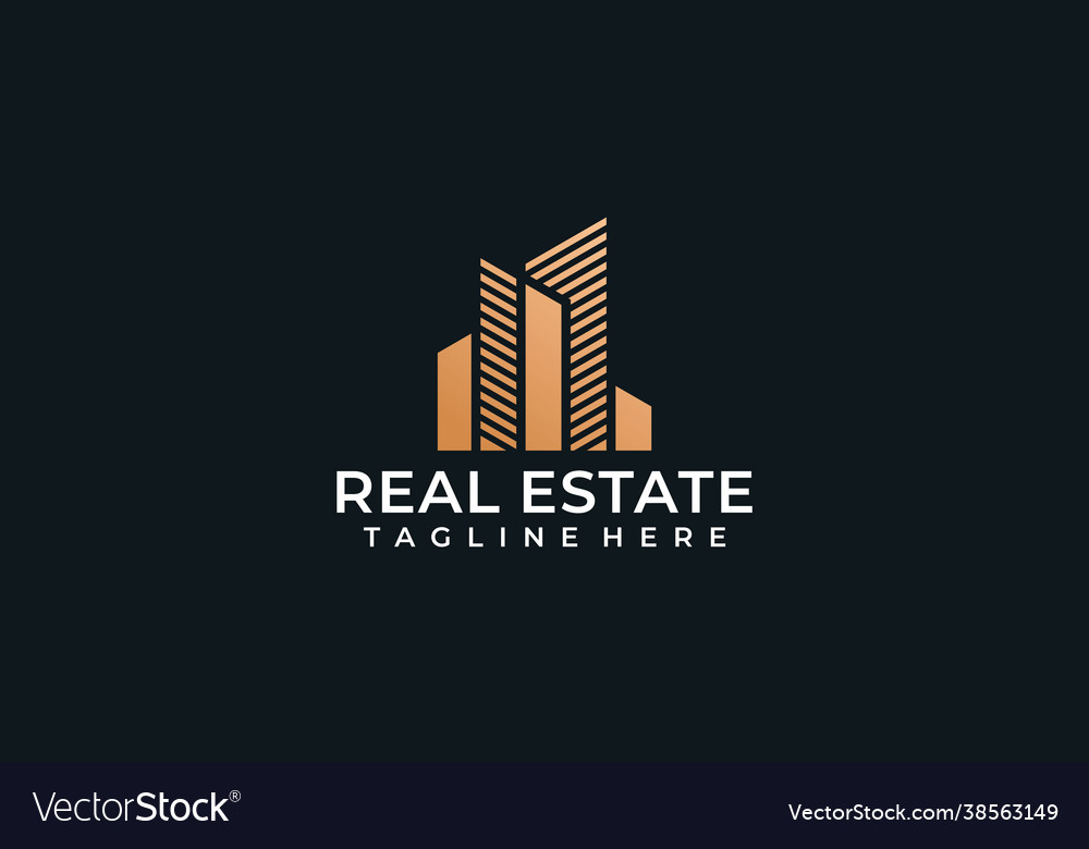 Golden creative real estate construction house Vector Image