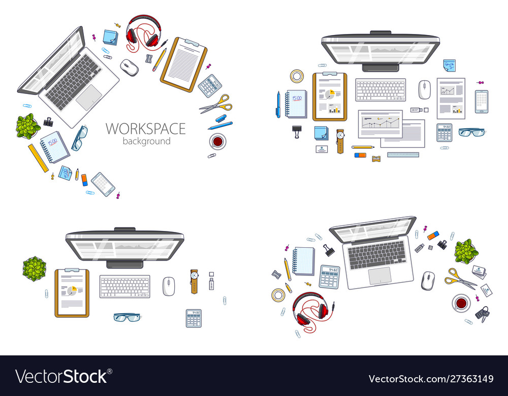 Office employee or entrepreneur work desks