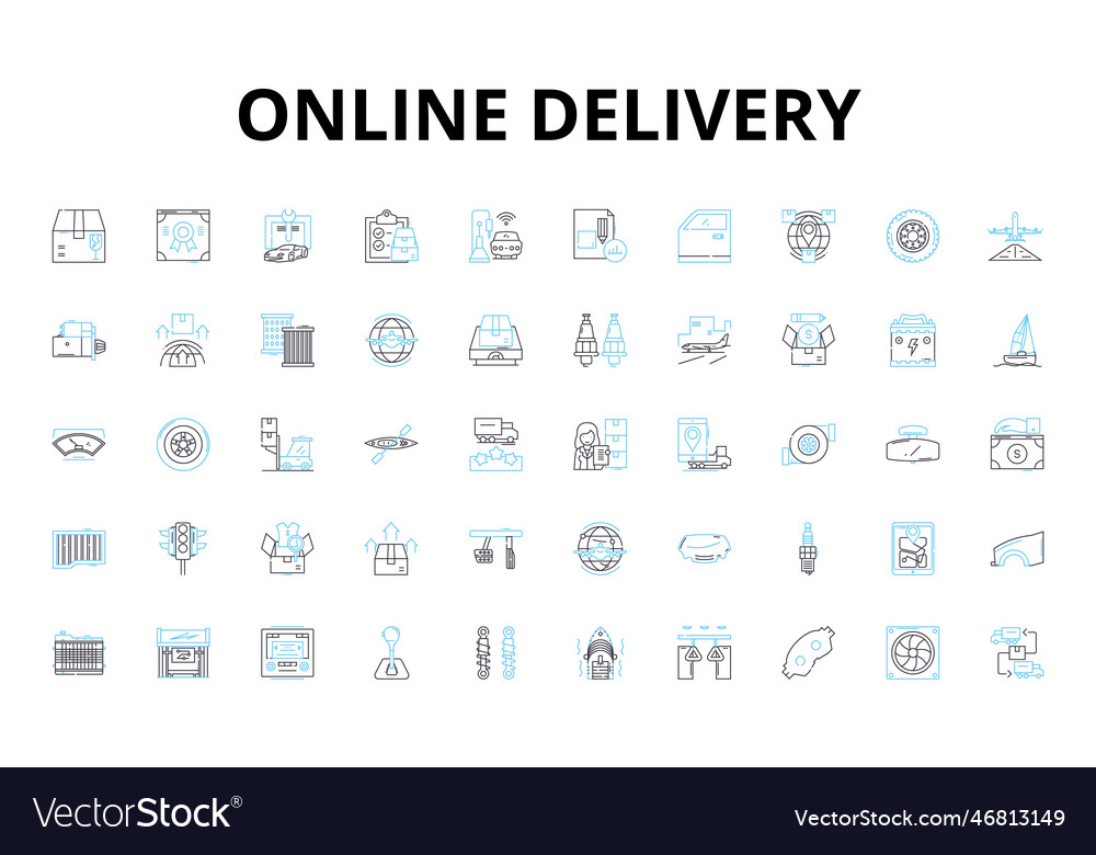 Online delivery linear icons set convenience