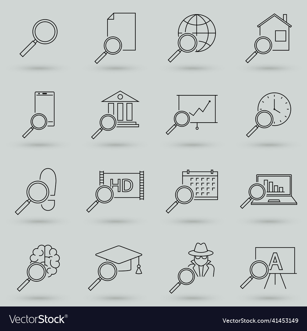 Simple set of search related line icons