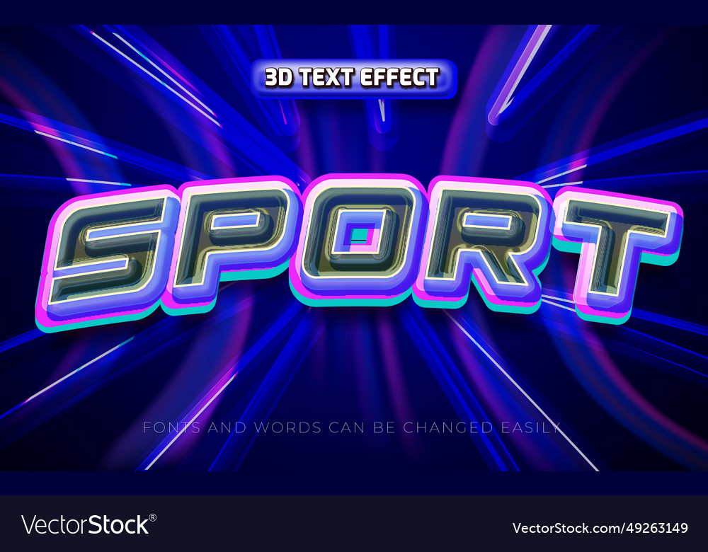 Sport shining 3d editable text effect style