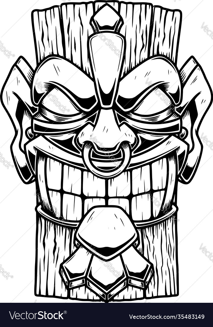 Tiki tribal wooden mask design element for logo Vector Image