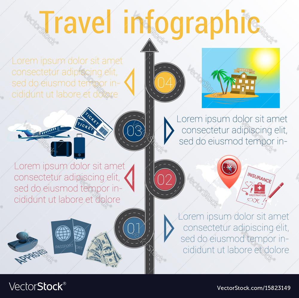 Travel infographic template 4 positions Royalty Free Vector