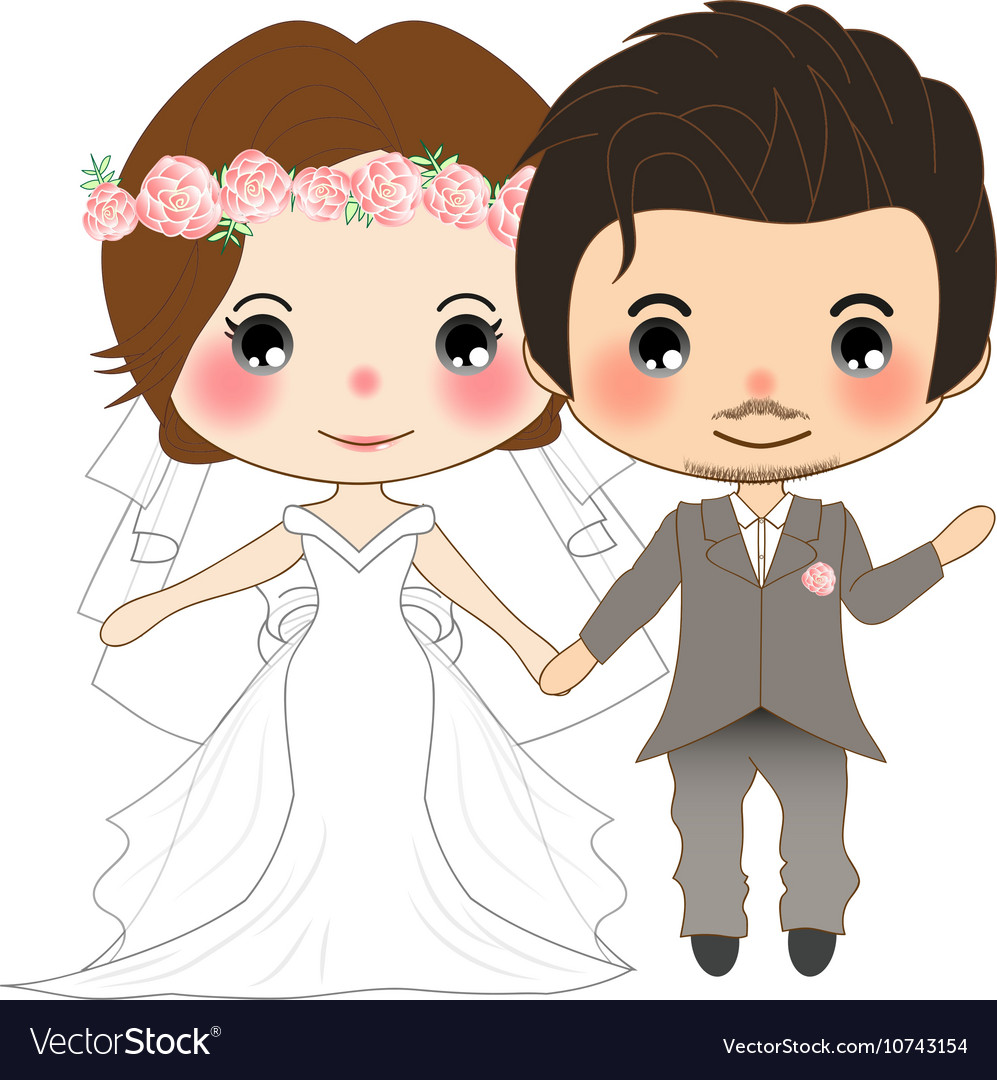 Bride And Groom Wedding Dress Royalty Free Vector Image