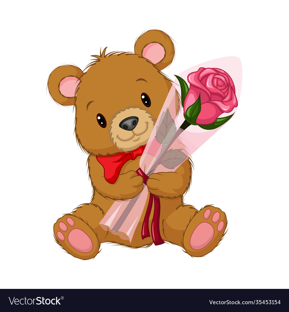 Christmas Cute Cartoon Teddy Girl Bear. Baby doll vector