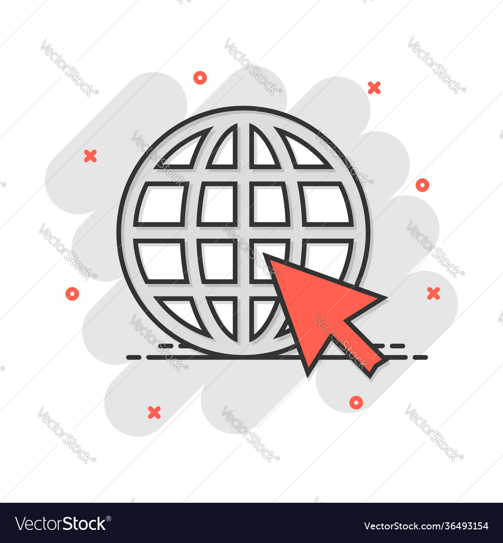 Cartoon go to web icon in comic style globe world Vector Image