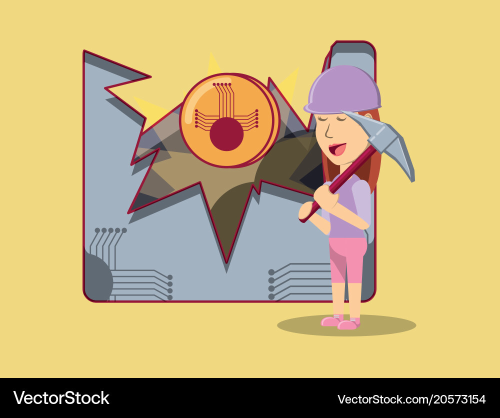 Cryptocurrency mining design Royalty Free Vector Image