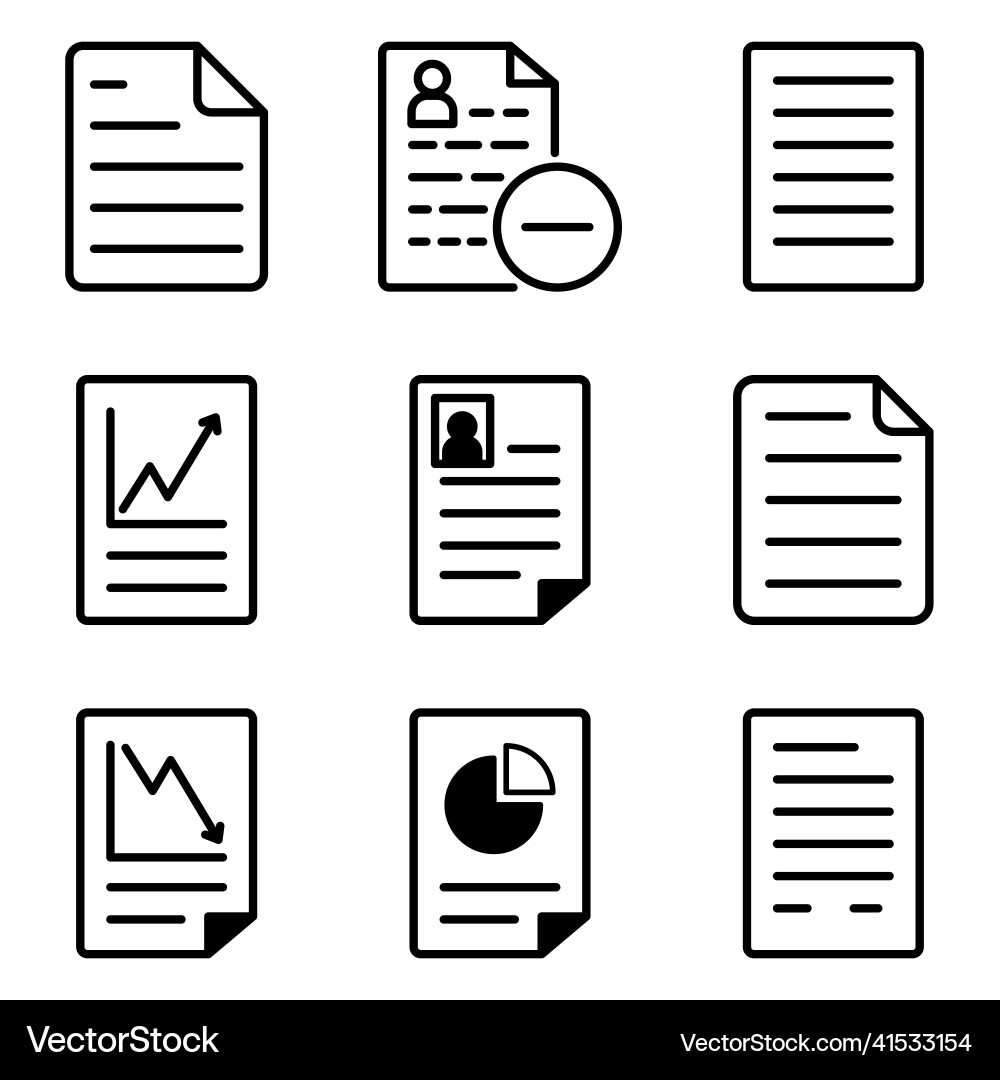 Docs flat icon set isolated on white background Vector Image
