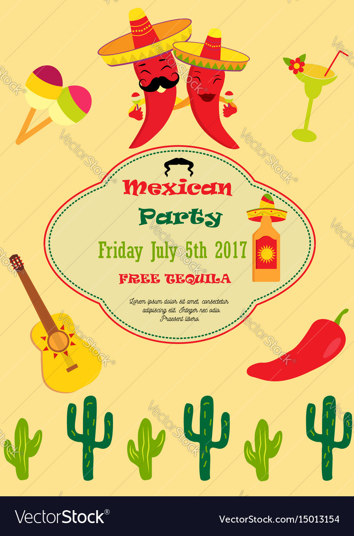 Invitation template for mexican party Royalty Free Vector