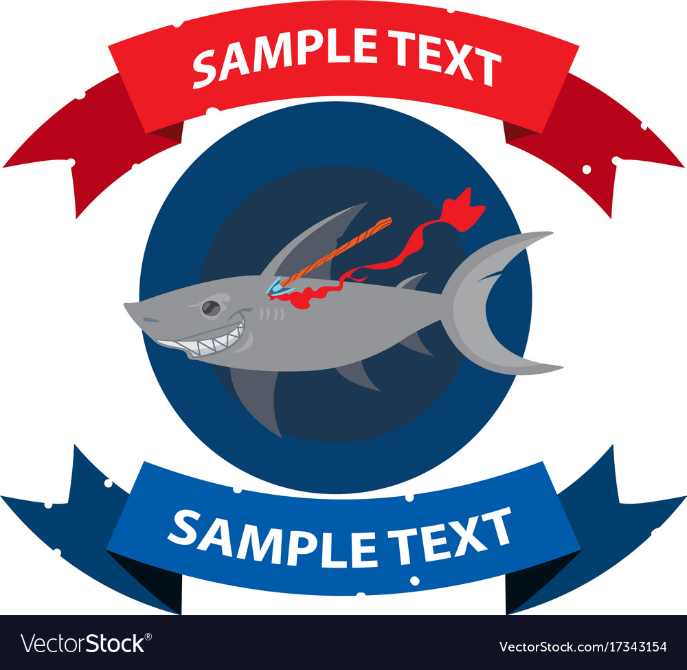 Wounded shark with ribbon banner clipart