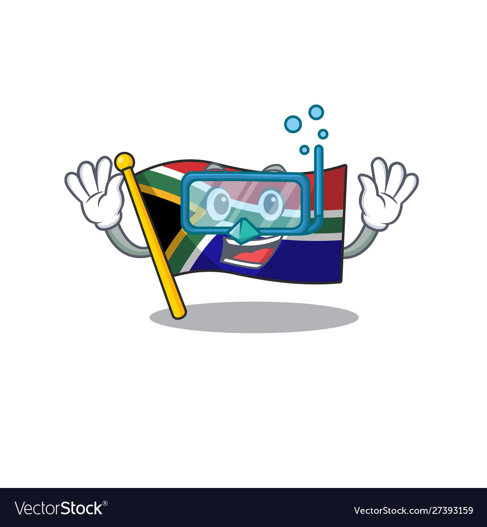 Diving flag south africa with cartoon shape