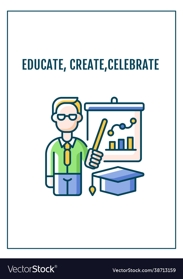 Educate create celebrate greeting card with color