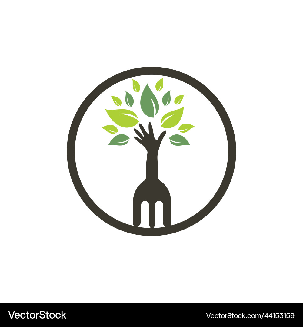 Fork hand tree logo design Royalty Free Vector Image