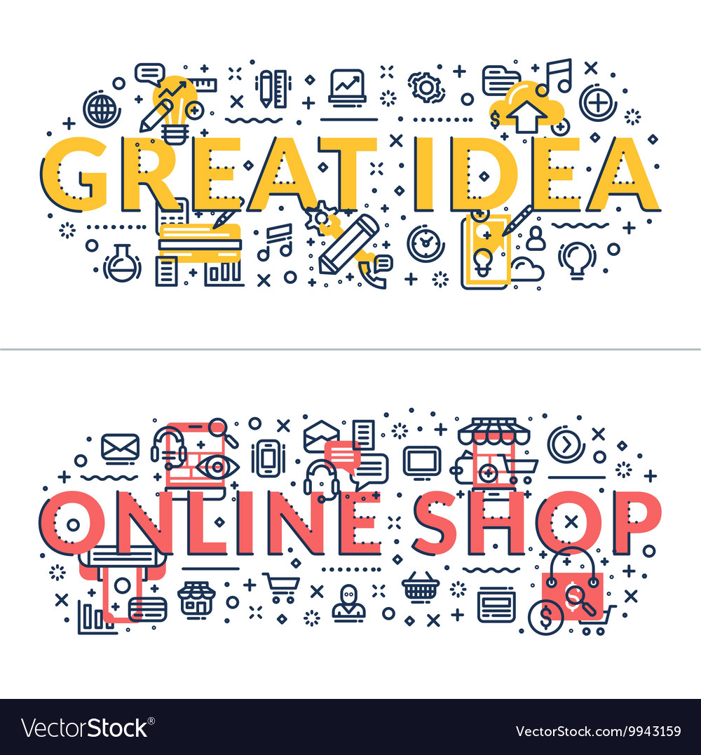 Great Idea And Online Shop Headings Titles Vector Image