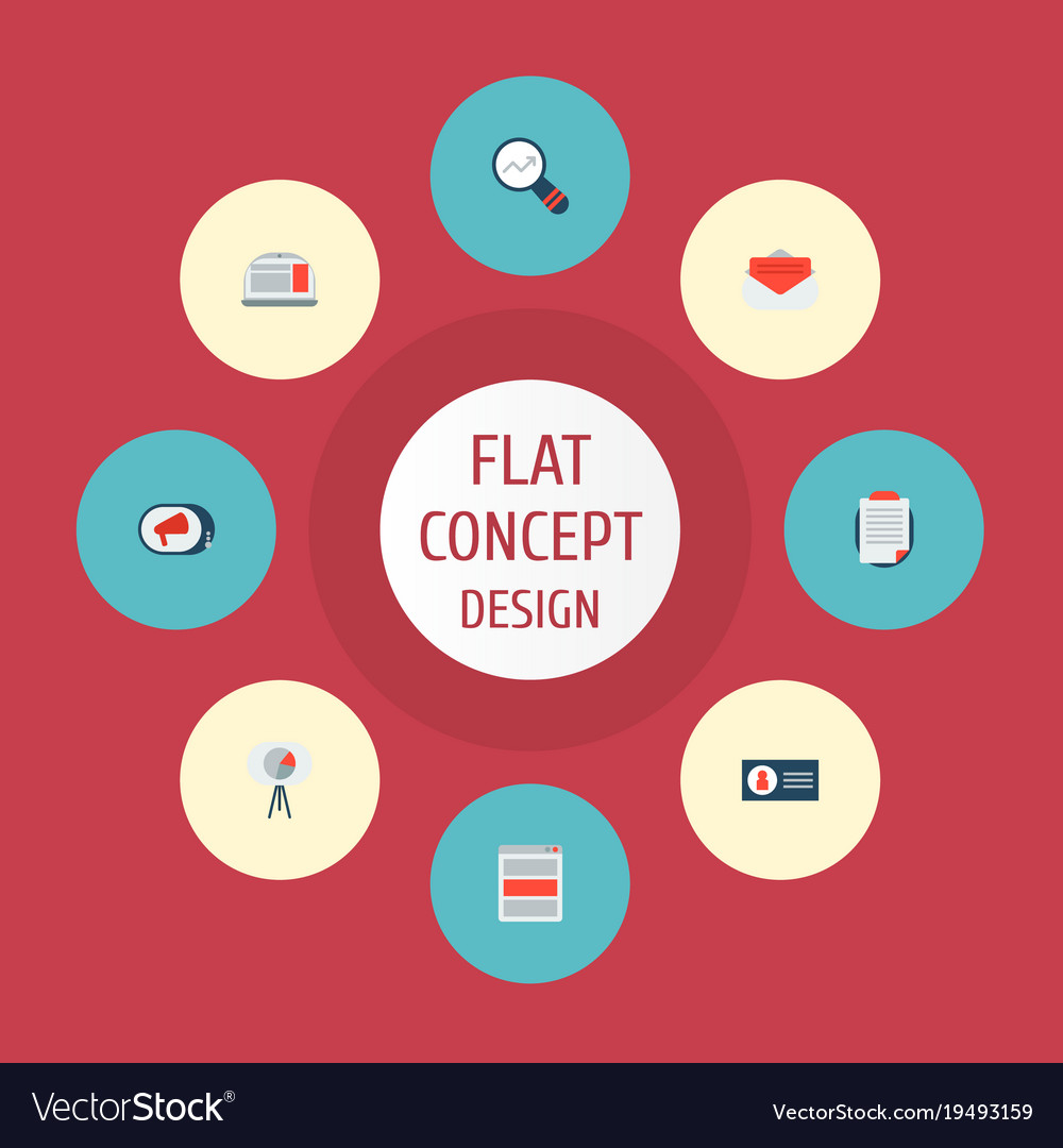 Icons Flat Style Campaign Ad Banner Email Vector Image