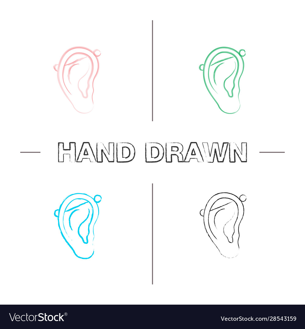 Industrial piercing hand drawn icons set