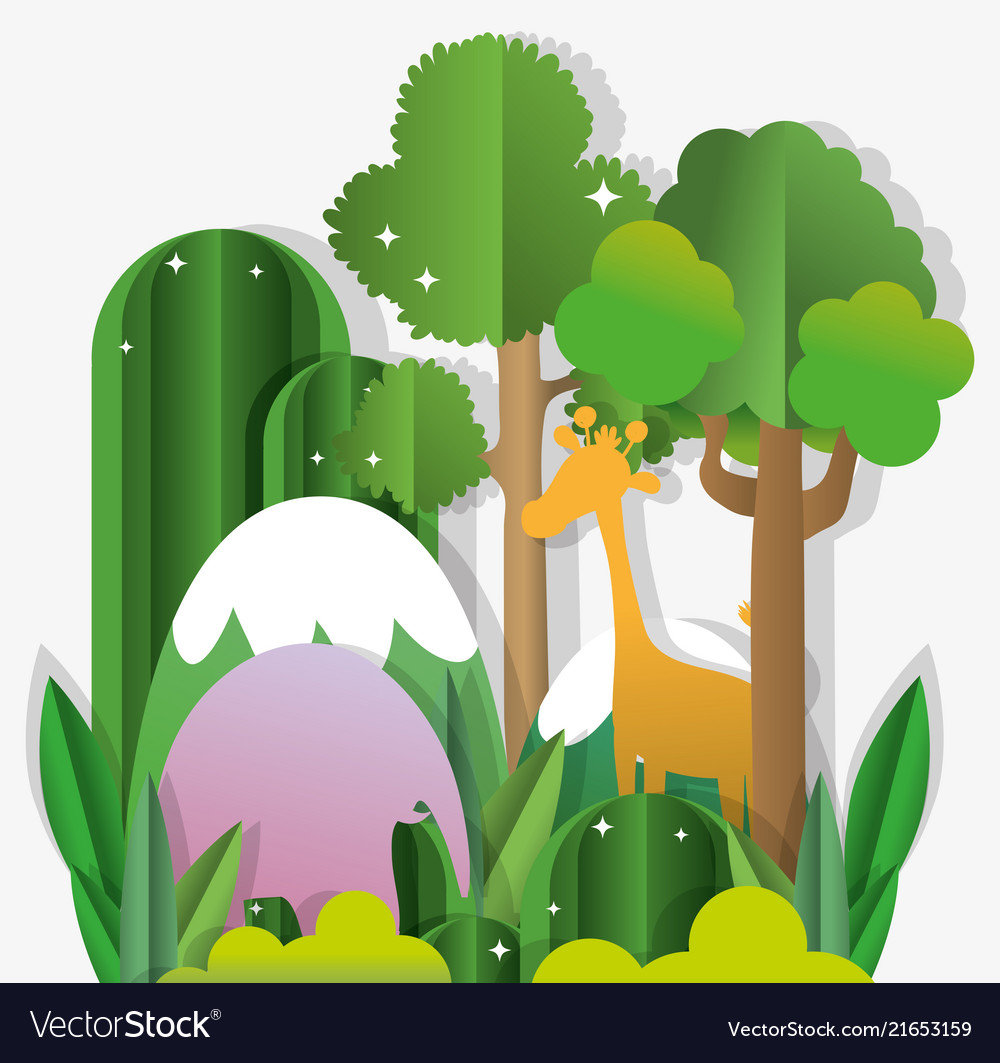 Paper art nature cartoons Royalty Free Vector Image