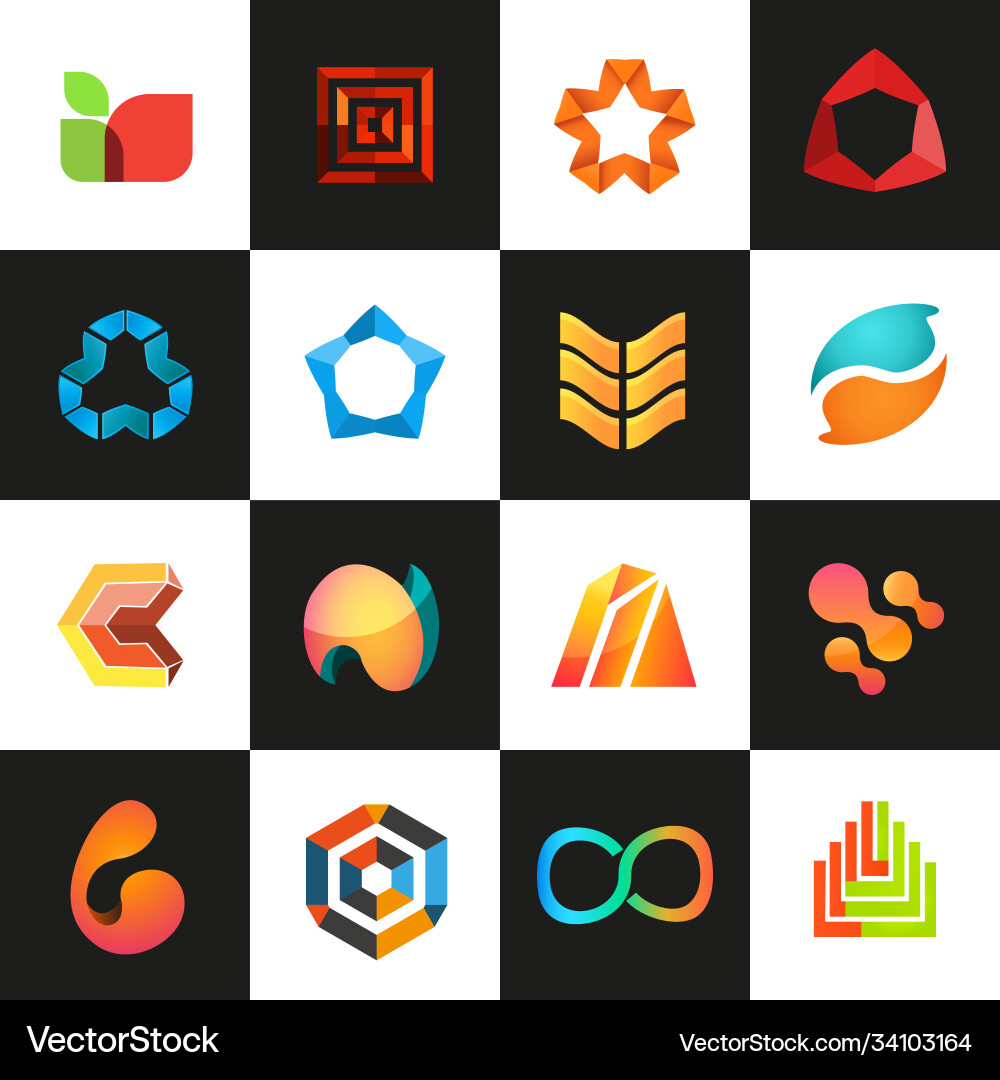 Abstract logo set creative digital Royalty Free Vector Image