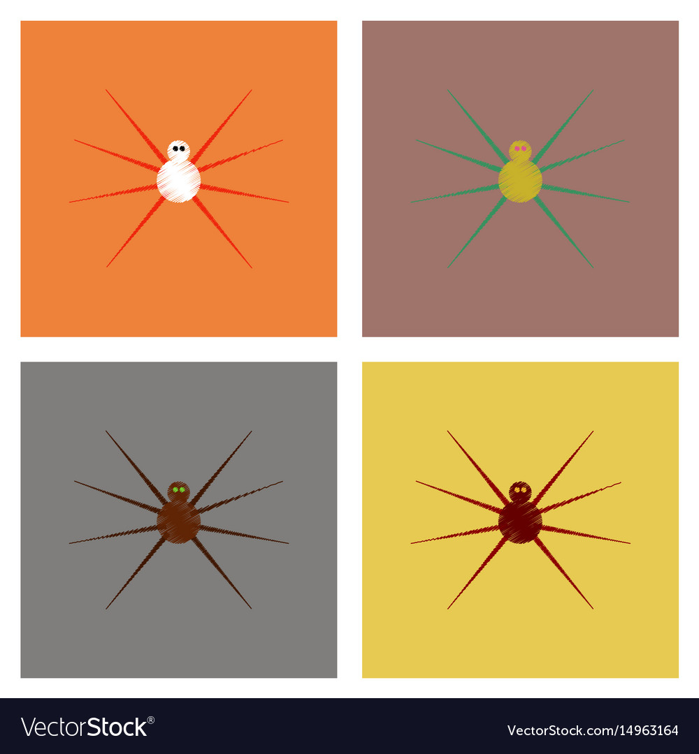 Assembly flat shading style icons halloween spider