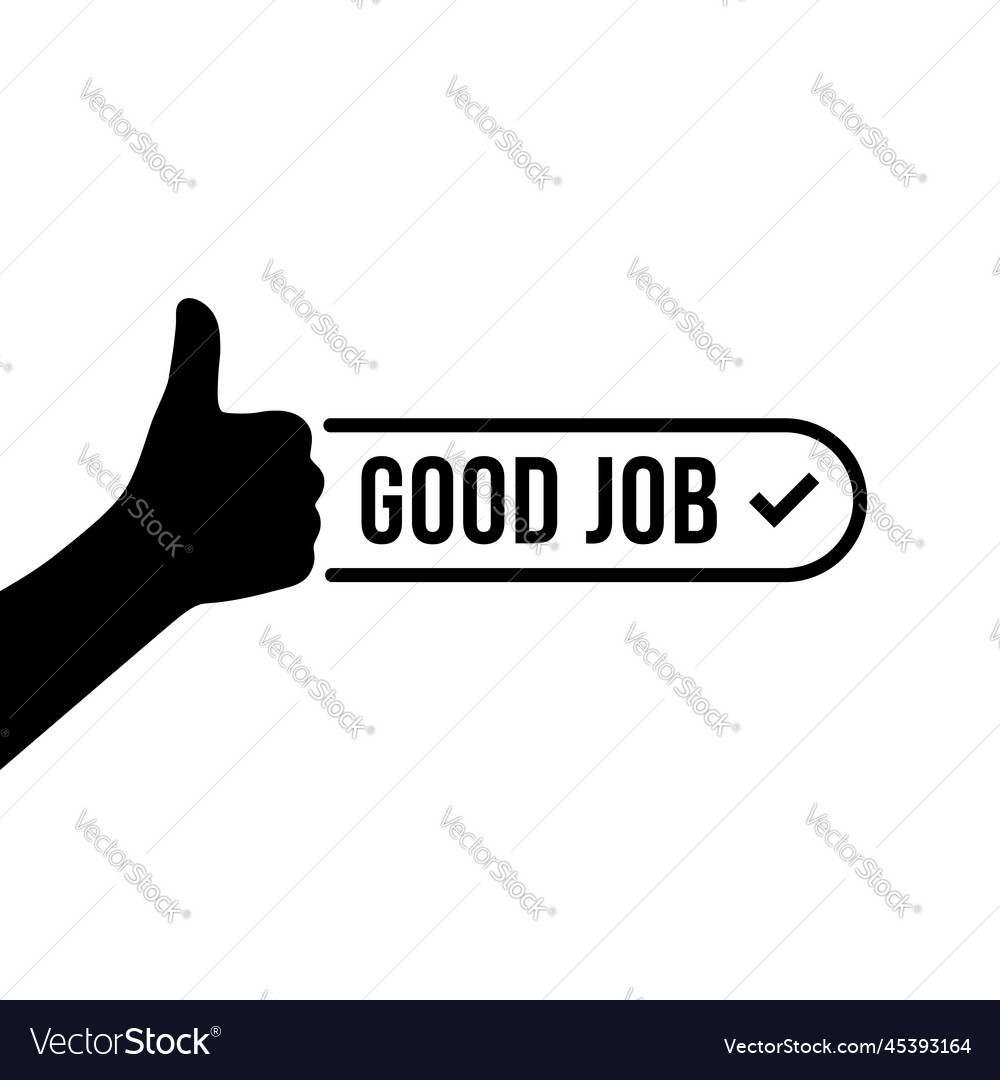 Black good job icon like thumbs up Royalty Free Vector Image