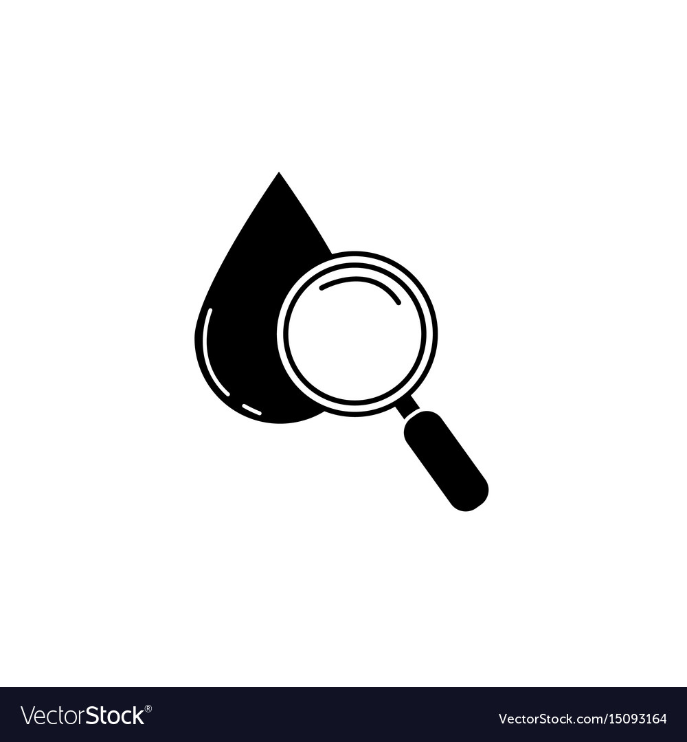 Blood drop test with magnifier solid icon